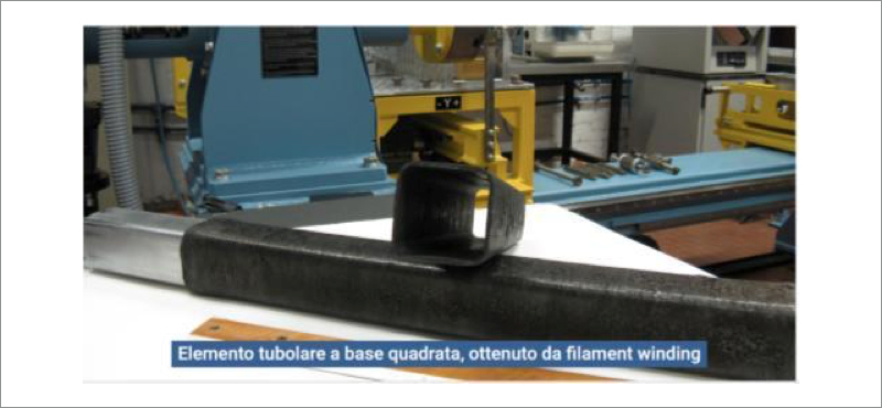 Impianto di filament winding ed esempio di tubo in BasKer prodotto