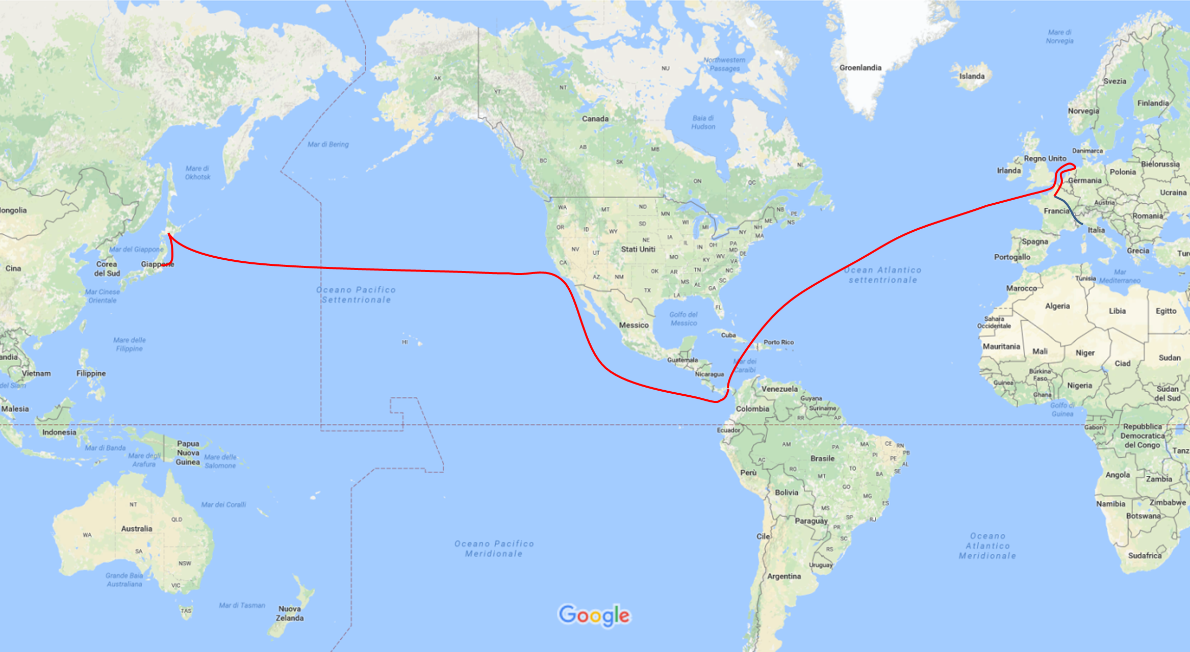 Itinerario rotta atlantica